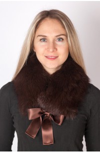 Extra dark brown fox fur collar-neck warmer